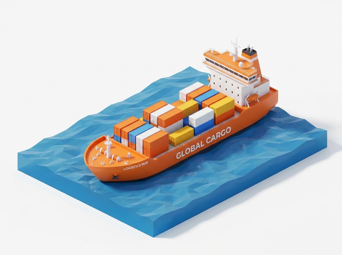 Ocean Freight 3D illustration